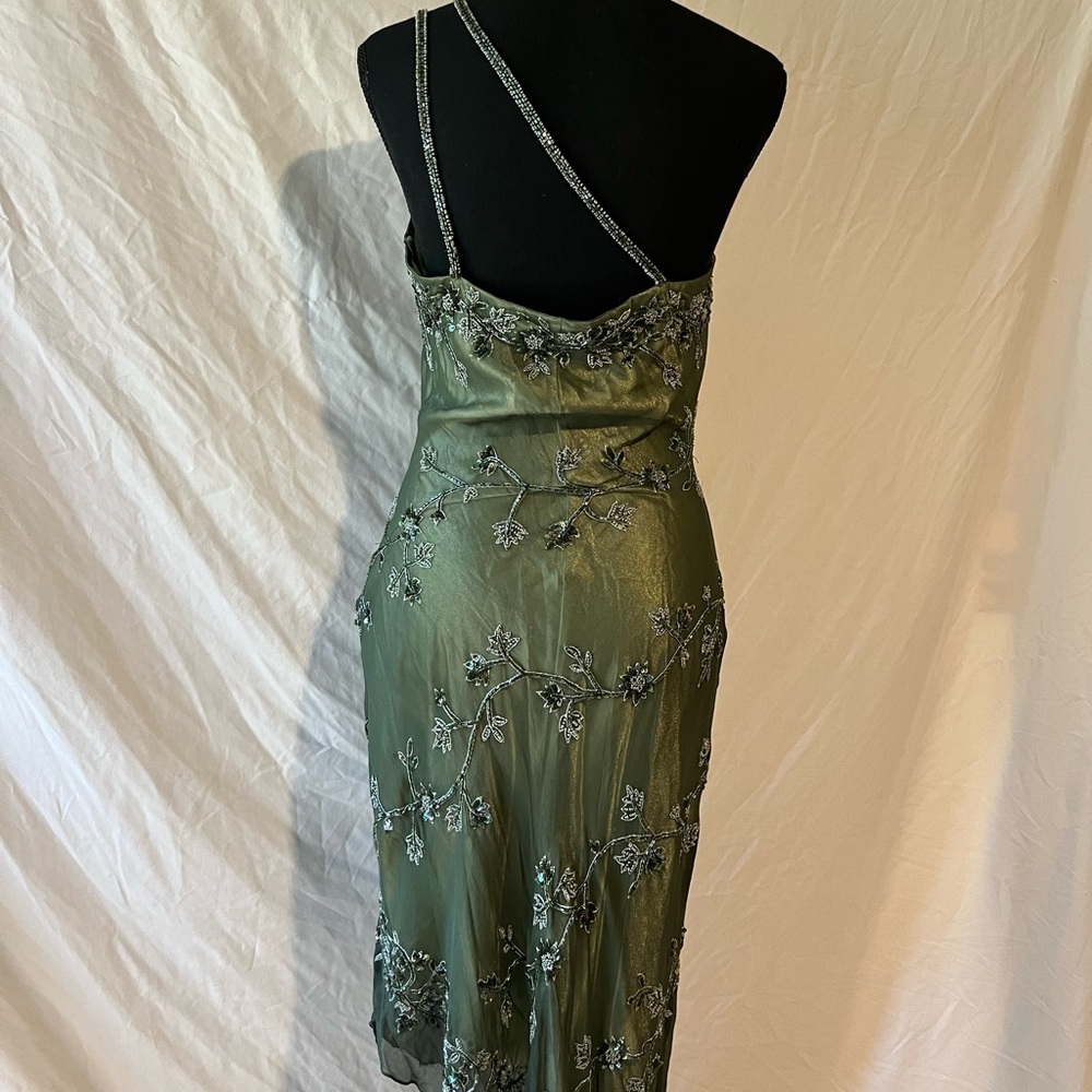 Vintage Scala Asymmetric Beaded Green Evening Dress - Picture 11 of 16